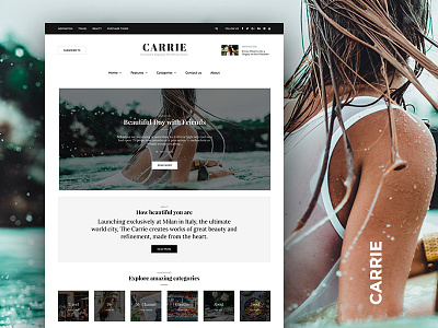 Carrie Dribbble blog blogger creative fashion food hero magazine minimal slider themeforest web wordpress