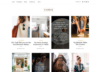 Carrie Inspiration Blog blog blogger fashion food hero magazine minimal news themeforest slider web wordpress