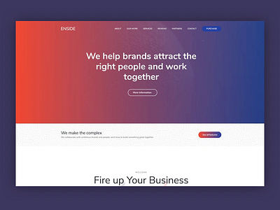 Enside Onepage animation business corporate creative hero interaction landing minimal promo slider template theme themeforest ui ux web webdesign wordpress