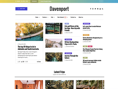 Davenport Travel animation blog business corporate creative interaction landing magazine minimal news promo slider template theme themeforest ui ux web webdesign wordpress