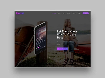 Barrel App animation app business corporate ecommerce landing minimal onepage promo slider template theme themeforest ui ux web webdesign wordpress