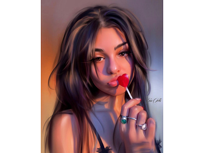 Girl Illustration | Lollipop art artist branding brush candy character design face girl graphic design illustration lips logo lollipop paint photoshop portrait procreate retouch sexy