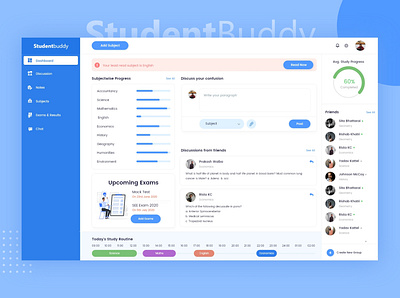 Student buddy college dashboard dashboard template group study learning management system student project students study track study