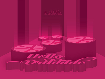Hello Dribbblers ! 3d dribbble dribbblers hello dribbble hi dribbble new shot pink red light