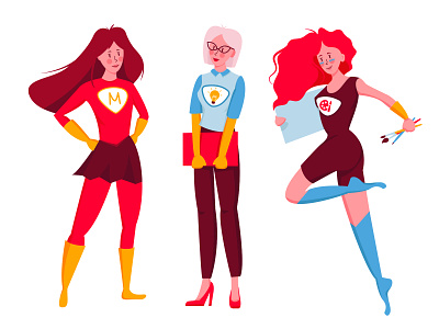Super Woman illustration mum power supermom vector womans