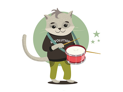 Little kitty cat cats drum green star