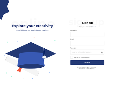 Educational Platform Sign Up Form design illustration ui ux web website design xd design xddailychallenge