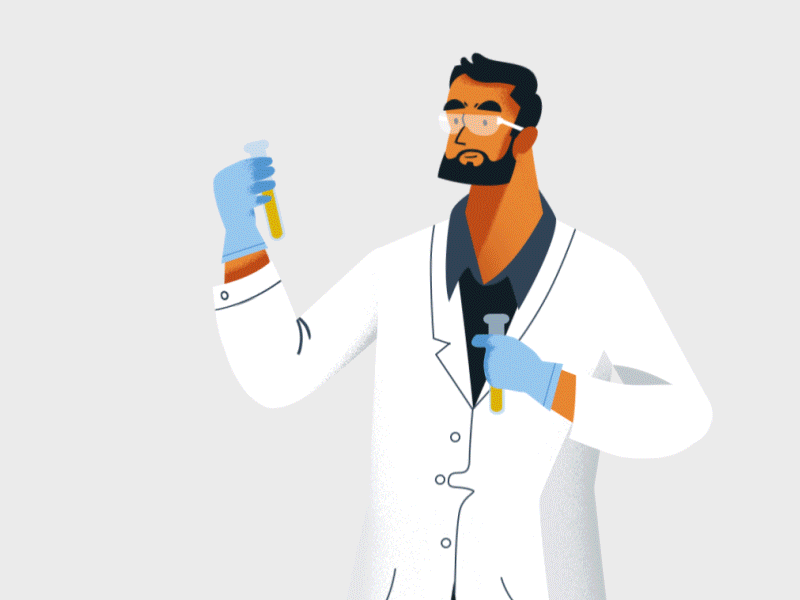 Scientist 👨‍🔬 2d adobe aftereffects animated animation art character characteranimation chemist chemistry creative duik gif onlybio scientist
