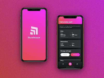 Storehouse - app concept app branding dark mode design gradient logo mobile ui ux