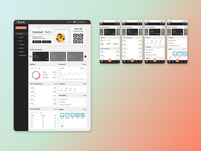 UI/UX Design: E-Bank: Finance App Dashboard app design illustration logo ui ux web design