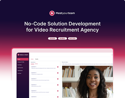 No-Code Solution for Video Recruitment Agency agency app dashboard pkagency startup ui web webdesign