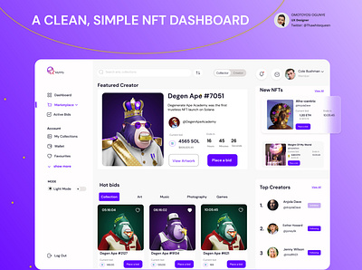 NFT Dashboard (Light mode) dashboard nft ui ux web3