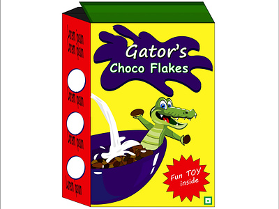 Gator's Choco Flakes alligator design illustration illustrator popular-cereal re-design trying-out-new-things