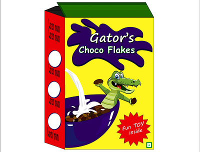 Gator's Choco Flakes alligator design illustration illustrator popular cereal re design trying out new things