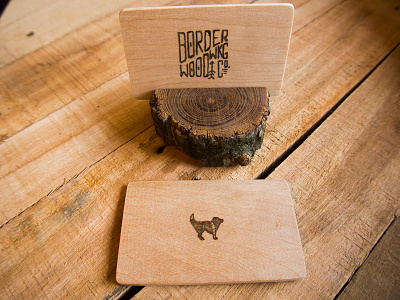 Border Woodwrk Co. Business card business card dog hand lettering typography wood wood burning