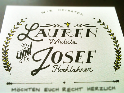 L & J Wedding Invitations hand lettering invitation screenprint typography wedding