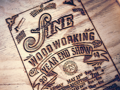 FWW on wood- mock up poster showtime tools type woodgrain woodworking