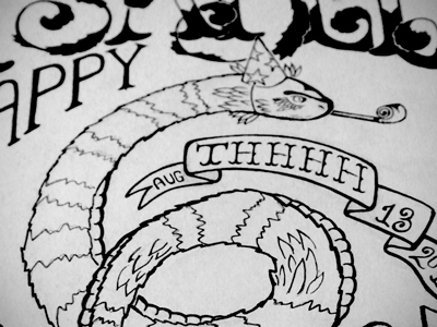 Happy Ssssssixthhhhhhhhh birthday! bday hand type lettering mayan quetzalcoatl snake