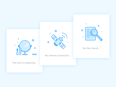 3 Empty page illustrations makeup search wifi
