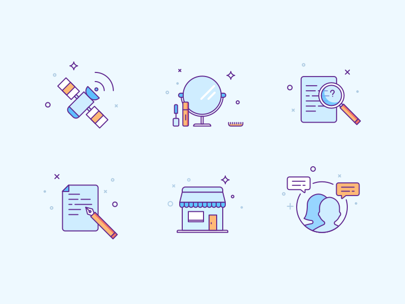 Linear Illustrations house icon search wifi write