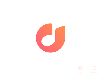 Logo- CD + Music Note cd music 商标 图标 应用 设计
