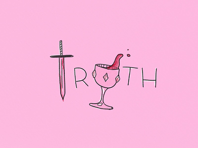 TRUTH artwork halftone illustration logo sword tarot tattoo typography wine