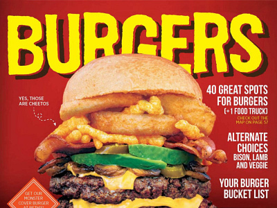 Burgers art direction burger cover design editorial food layout magazine orlando orlando magazine publication typography