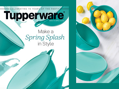 Spring Splash art direction brochure catalog celerbation cooking food graphic design layout lemons meal prep paint party publication retail shopping splash tupperware