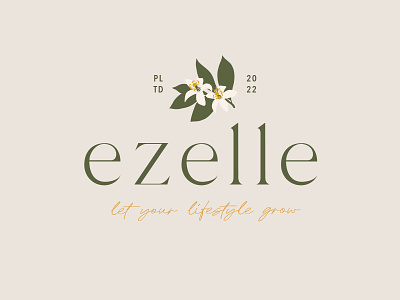 Ezelle 2 apartment branding design flower foral graphic design illustration logo orange blossom real estate