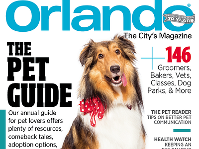 Orlando Magazine September 2016 Pet Cover cover dog magazine orlando magazine pet sheltie typography