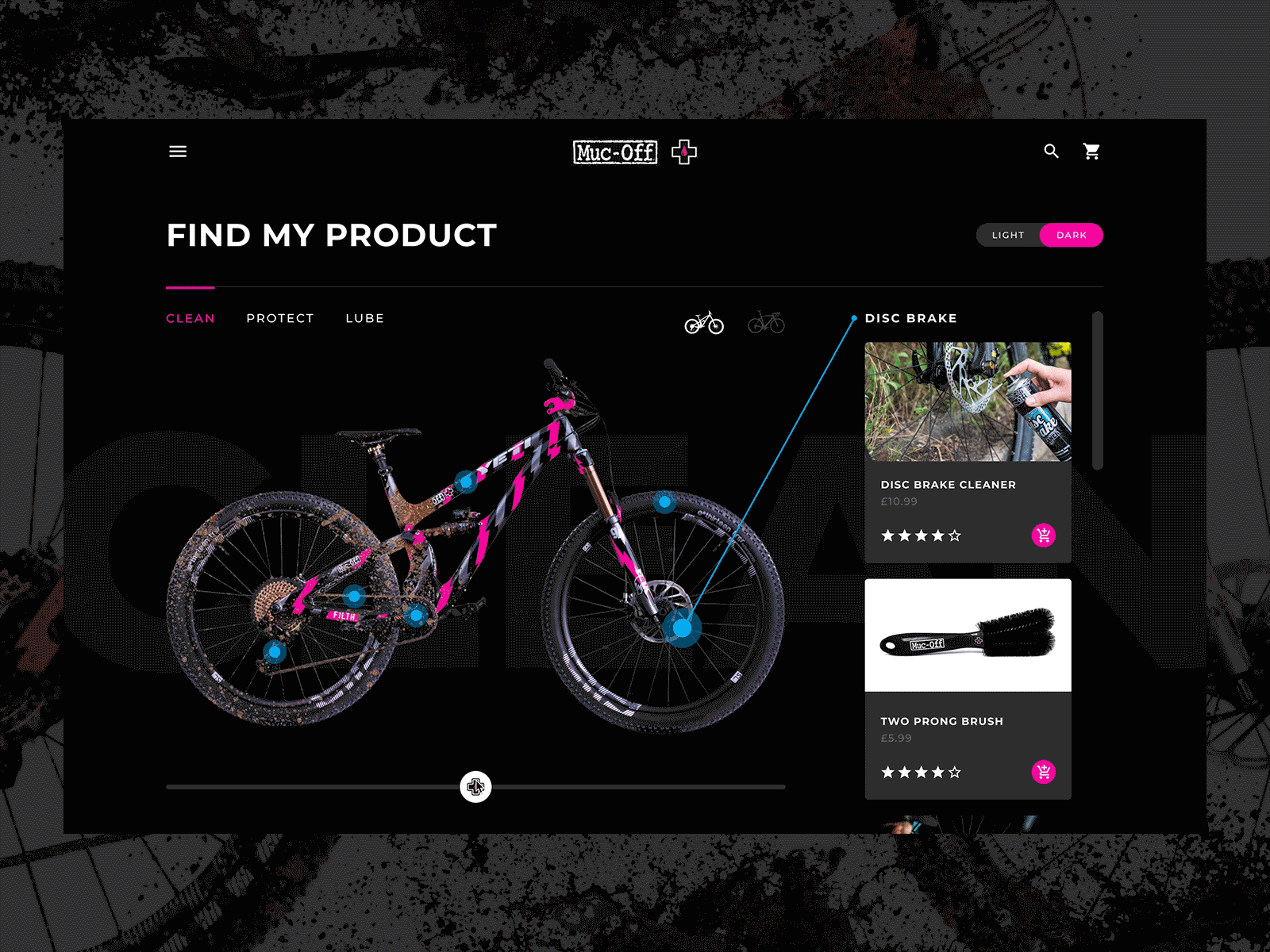 Muc-Off: Mud Slider bike cycling finder interaction mud product slider sport ui