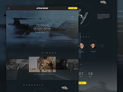 Star Wars: The Force Awakens cinema film movie space star wars the force awakens ui design web design