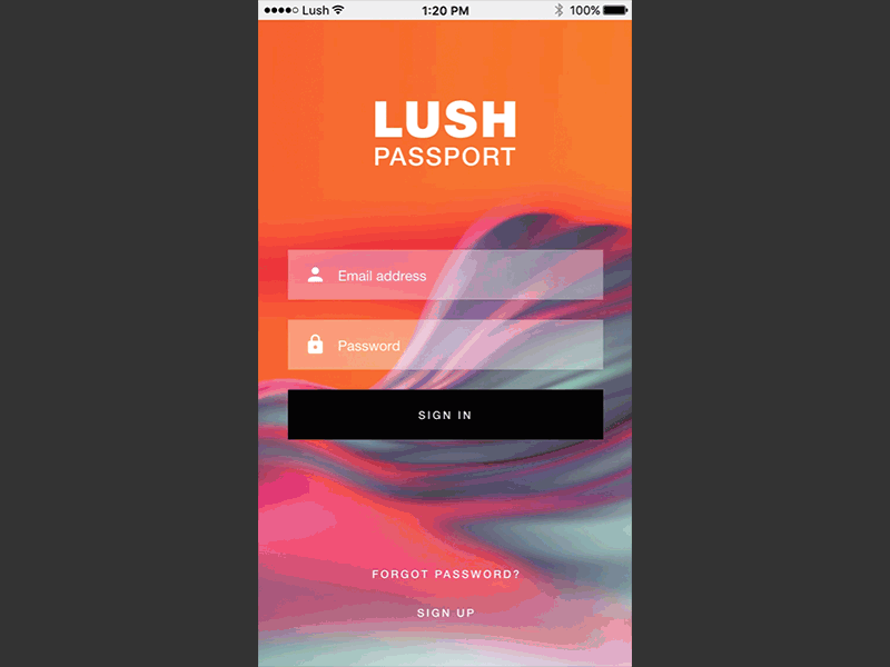 Lush | Passport Login Motion 1.0 animation cosmetics fresh handmade interaction login lush motion