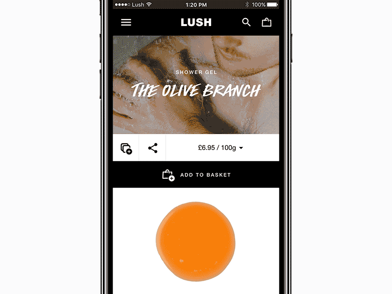 Lush | Pinned Basket Concept add to basket basket cart checkout lush mobile payment