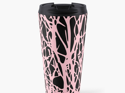 Bubblegum Pink Travel Mug black bubblegum design mug pattern pink seamless styled travel web