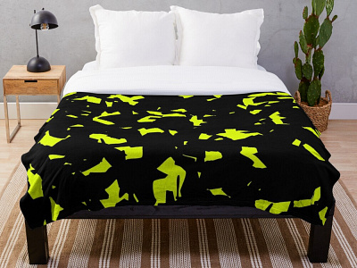 Throw Blanket abstract art bed bedroom blanket camo camouflage decoration design digital interior redbubble seamless throw vector yellow