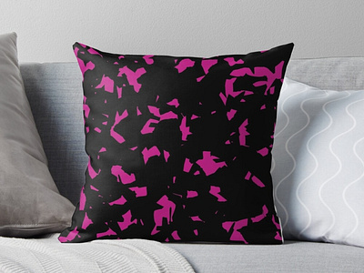 Pink Throw Pillow black camo camouflage comfort curves design digital graphic pink seamless styled