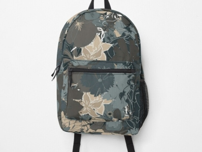 Blossoming Backpack backtoschool bags blooming blossoming camo color colour floral florescence flowers gray palette redbubble school schoolbag schoolgirl seamless styled