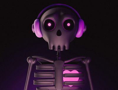 skull 3d 3d art blender3d dj heart skeleton skull