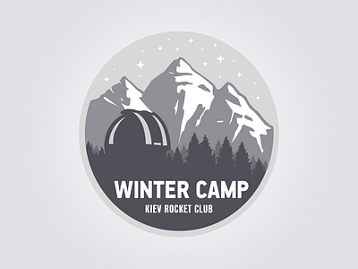 Winter Camp badge club forest kiev logo mountains observatory rocket snow stars winter