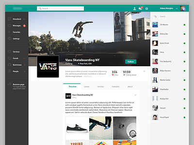 Buisness Page buisness page profile social ui web
