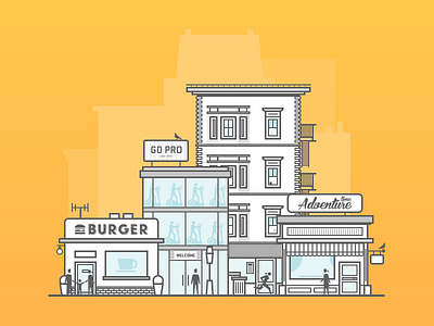 Illustration for app building city lines shop street vector view