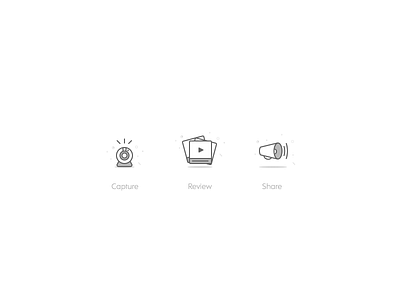 Landing Icons capture icons lines review share vector