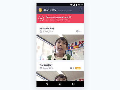 Student Dashboard android app recap ui