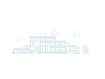 Recap Illustration 2 buildings high school houses lines recap school vector