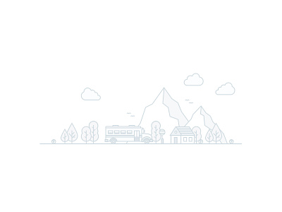 Recap Illustration 3 app buildings clouds houses lines recapб bus trees vector