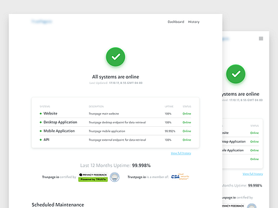 Trustpage v2 status trust ui uptime web