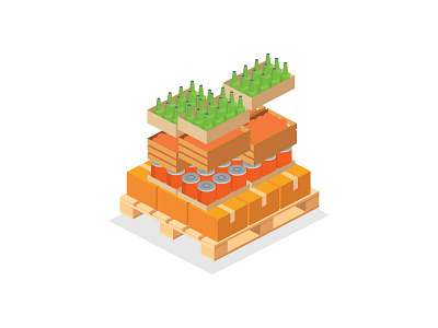 Mixed Pallet bottles boxes food isometric pallet