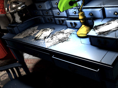 Desk 3d hyper realism maya