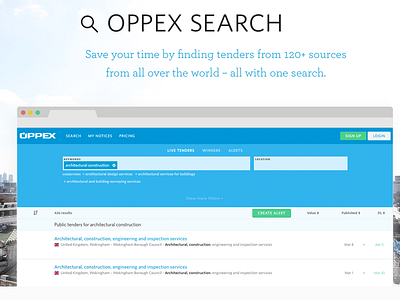 Landing and search page